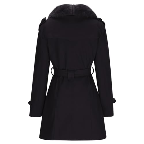 Trench Coat for Women 2024 Detachable Fur Collar Coat Double Breasted Pea Coat Long Trendy Winter Coat Fashion Outfits3