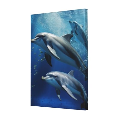 Impression dauphins mignons peinture à l'huile salon et bureau 40 cm