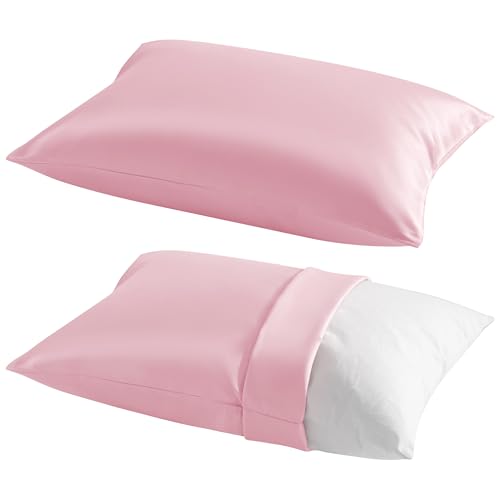 Image of NTBAY 2 Pack Pillows with Egyptian Cotton Pillowcases, Soft Cotton Down Alternative 13x18 Envelope Pillows for Sleeping in Crib Bed - Machine Washable - Breathable Travel Pillow, Pink