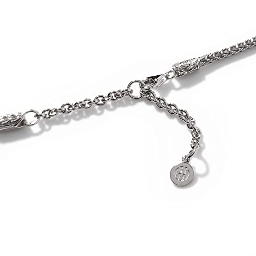 John Hardy Women's Classic Chain Silver Diamond Pave Square Pendant- On Chain Necklace With Diamond (0.21Ct), Size 16-18 Adjustable #TOP2