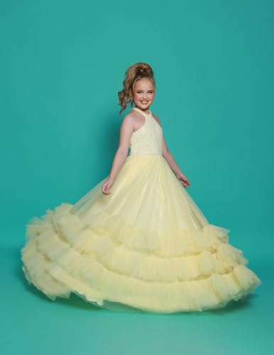 Girls Pageant Dresses Tulle Ruffles Sequin Formal Dress Birthday Party Dress for Girls Ball Gown4