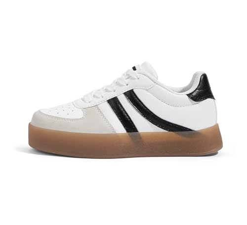 LUCKY STEP Unisex-Child Kid's Sneakers Lace Up School Fashion Platform Breathable Tennis Athletic Running Walking Shoes for Boys Girls