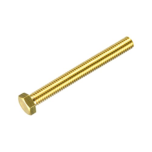 Image of uxcell Brass Hex Bolts, 3 /8-16x3-1 /2 1pcs Fully Thread Grade 4.8 Solid Brass Hexagon Head Bolt Machine Screws for Machinery