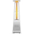 Tangkula Patio Propane Heater, 42,000 BTU Pyramid Outdoor Heater with Tip-Over and Flameout Protection, Quartz Glass Tube, Wheels
