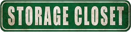 Storage Closet Sign,Rental Property Hotel Motel Bed And Breakfast Farmhouse Style Decor Rustic Street Metal Sign Door Name Plate Plaque,4x16 Inch