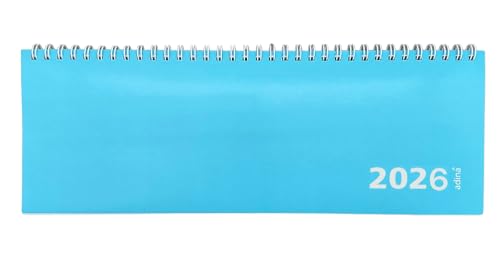2026 Adina Tischquerkalender 1 Woche auf 2 Seiten Kartondeckel Schreibtischkalender Tischkalender 30x10cm hellblau