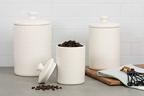 Image of 10 Strawberry Street CAN WHT Kitchen Canister Set, 3 Piece, Tide White