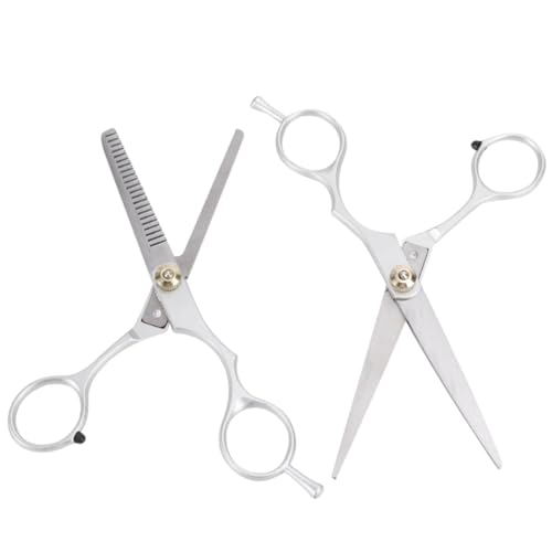 ARTSEWPLY 2 Pièces Ciseaux Coiffeur Acier Inoxydable Ciseaux Effiler et avec Repose Pouce Ensemble Salon Argenté