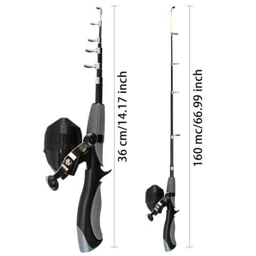 Conjunto de pesca para evitar enredos con caja organizada y caña compacta de 1.6m 4