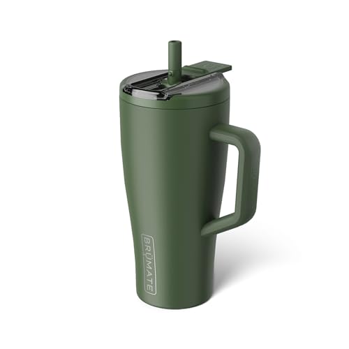 Image of BruMate Era Flip 30oz Tumbler with 100% Leakproof Covered Straw Lid | Hygienic Covered Straw | Insulated Stainless Steel Water Bottle with Handle | Cup Holder Friendly | BPA-Free (OD Green)