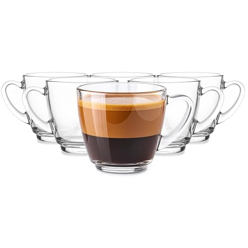 Glasmark KROSNO 1992 Lot de 6 Tasses à Café en Verre 360 ml Transparentes Lavables au Lave-Vaisselle