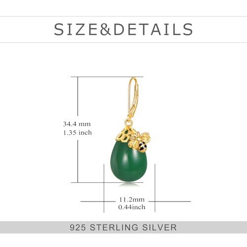 Image of TIGER RIDER Bee /Butterfly /Scorpion /Cactus /Leaf /Beetle 925 Sterling Silver French Clasp Leverback Earrings Amber /Crystal /Citrine /Moonstone /Obsidian /Jade /Rose quartz Pendant Jewelry Gift for Women