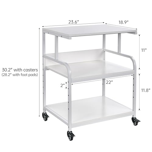 Image of Fannova White Printer Stand Table, 23.6 inchx18.9 inchx30 inch Large Size with Storage