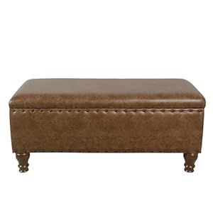 HomePop Große Aufbewahrungsbank mit Nagelkopf-Verkleidung