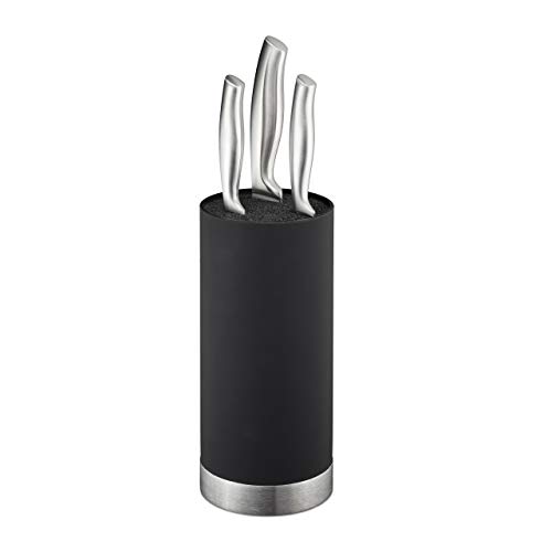 Relaxdays Rangement couteaux, rond, knife block non garni, avec insert en tiges plastiques, H x D...