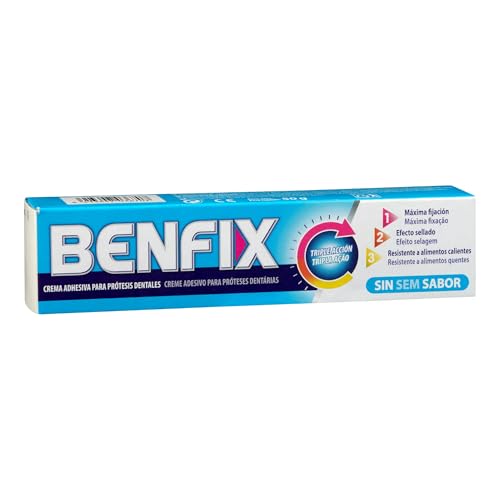Benfix Adhesivo Prótesis Dentales 50 g – Crema Adhesiva Fijación Extra Fuerte, Sin Látex, Con Manzanilla y Salvia, Estable y Confortable para Prótesis Parciales y Completas