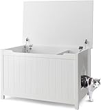 #🐈Amplia gama de aplicaciones # Este inodoro para gatos no solo se puede utilizar como escondite para el inodoro de gatos, sino también como mesita de noche o mesa de café, que ofrece espacio para plantas en macetas, marcos de fotos, etc. Gracias a su aspecto elegante, esta caja para gatos se adapta bien a una variedad de estilos de decoración.