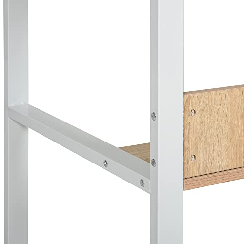 Homcom 86.5 Inch Two Person Desk Double Computer Table Writing Desk With Open Shelves Long Storage Workstation For Home Office Natural #TOP7