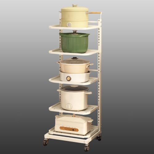 Stainless Steel Kitchen Drawer nizer Rolling Cart - 4 Board Storage Solution with Lid & 1 Fruit Basket - Black Cookware nizer for Efficient Space Management (Blanc 5*5boards),Blanc,5*5boards