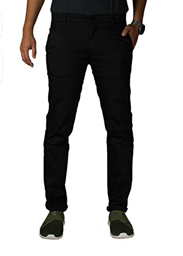Image of 0-DEGREE Men's Regular Fit Cotton Trouser (0DCotPantRaidParent Beige, Black 32)