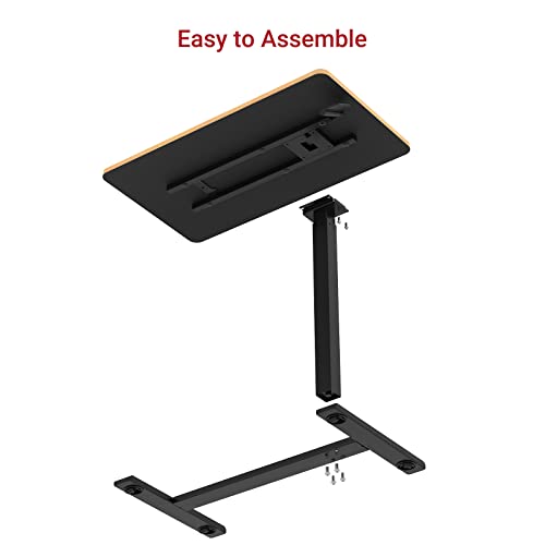 Sanodesk Medical Adjustable Overbed Bedside Table With Hidden Casters, Pneumatic Mobile Laptop Computer Standing Desk Cart With Tray, Hospital And Home Use(31.5" W X 17.7" D, Black) #TOP6