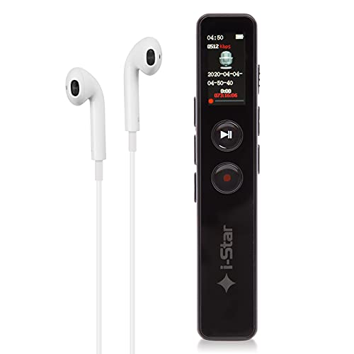 i-Star 16GB Digital Voice Recorder, Voice Activated Recorder for Lectures, Digital Tape Recorder with Microphone, Timer Activated Recording Device, Audio Recorder with Earphones, Recorders for Meeting