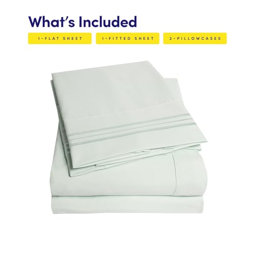 Image of 1500 Supreme Collection Full Sheet Sets Mint Green - Luxury Hotel Bed Sheets and Pillowcase Set for Full Mattress - Extra Soft, Elastic Corner Straps, Deep Pocket Sheets, Full Mint Green