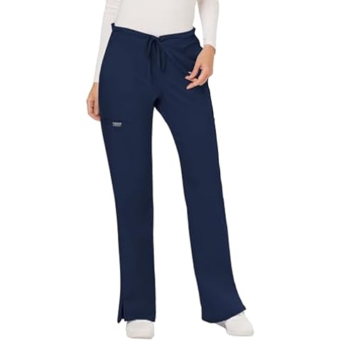 Cherokee Women's Mid Rise Moderate Flare Drawstring Pant, Navy, Medium Cover