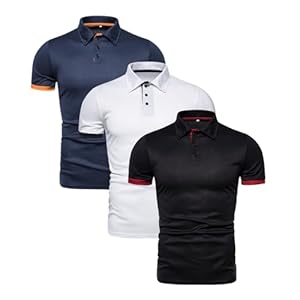 3 Pack de Polos pour Homme à Manches Courtes en Coton pour Golf - T-Shirts Performance Coupe Ajustée 2025 - Tops Décontractés à Coupe Classique, XXL