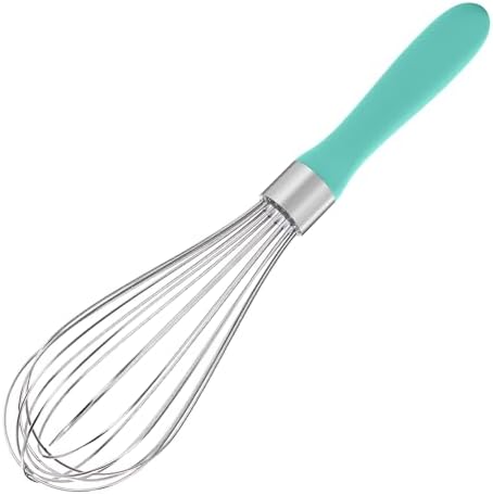 U-Taste Balloon Whisk for Cooking: 18/10 Stainless Steel Kitchen Wire Whisk, Medium Heavy Duty Egg Beater, Manual Baking Mixing Tool with 8 High Flex Wires for Stirring, Blending Sauce (Aqua Sky)