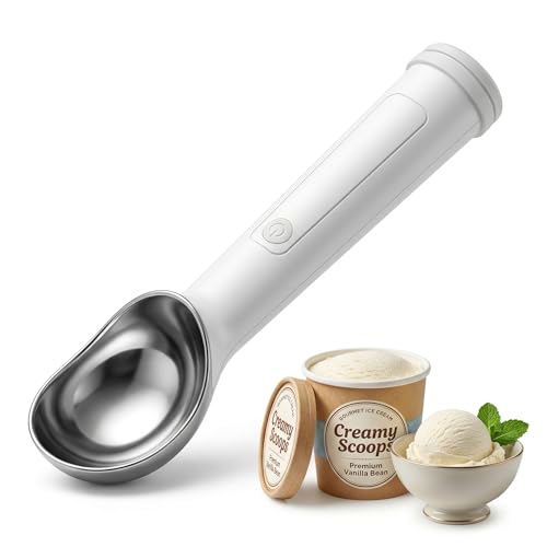 Cuillère à crème glacée chauffante rechargeable, 40S à 158°F Max, 30 utilisations, Écran LED
