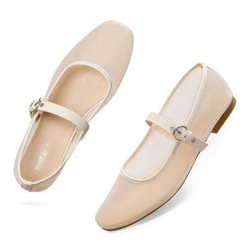 Image of Leopard Flats for Women Mesh Ballet Flats Mary Jane Animal Print Shoes Slip On Casual Breathable Ballerina Flats