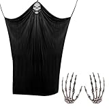 Fácil de usar - Fantasma halloween dimensiones son 3 m, hay líneas en la parte superior de la máscara de calavera y en el lado izquierdo y derecho de la red, fácil de colgar donde quieras.