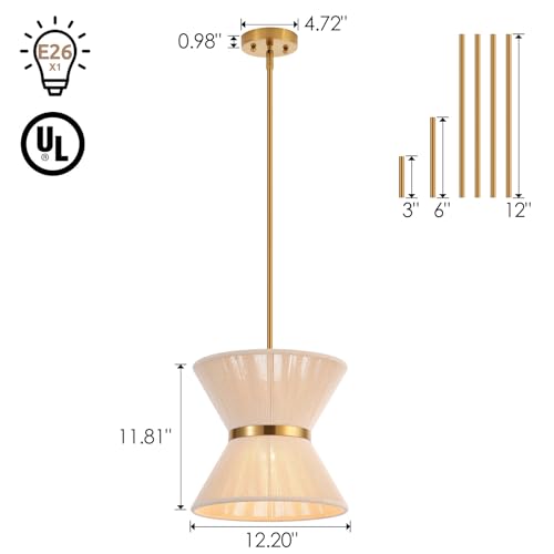 ELYCCUPA Hand Woven Boho Pendant Light Coastal Mini Modern Chandelier Adjustable Transitional Minimalist Pendant Lighting Fixtures for Kitchen Island Dining Room, White, Dia 12.2”, UL Listed - Image 6