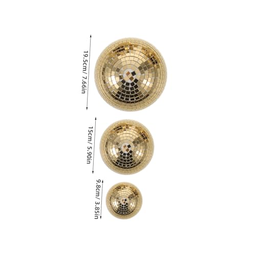 KALLORY - 3 unidades de bolas espejadas doradas para decoración disco, hemisferios de vidrio colgantes para fiestas, cocina y escenarios, ambiente reflectante, fáciles de limpiar miniatura 2
