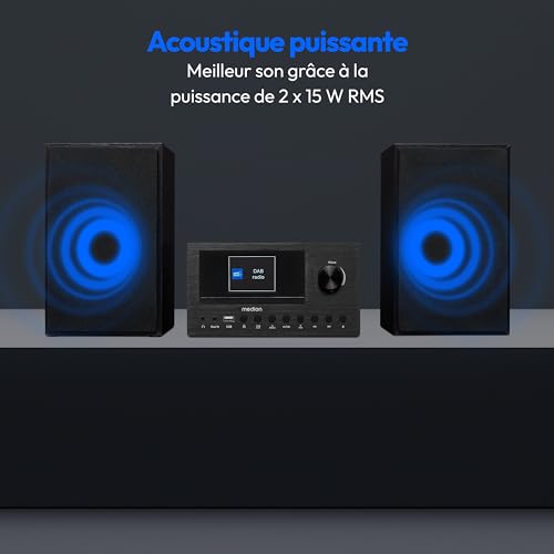 Mini Chaîne HiFi MEDION Radio Internet DABFM Lecteur CD 2x15W RMS - vue 4