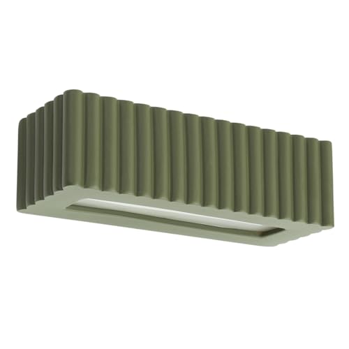 Migliori applique led SOLLUX lighting Applique da Interno - Lampada da Parete Ceramica - 1 Paralume - Lampada LED Lampadina - Verde Oliva Rigata