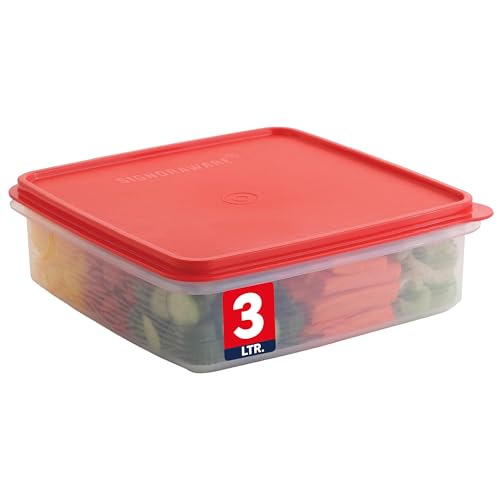 Image of Signoraware BPA Free Plastic Square Big Container (3 Ltr | red)
