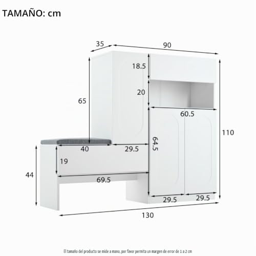 Zapatero 2 en 1 Moimhear con puertas plegables abovedadas y compartimentos regulables 3