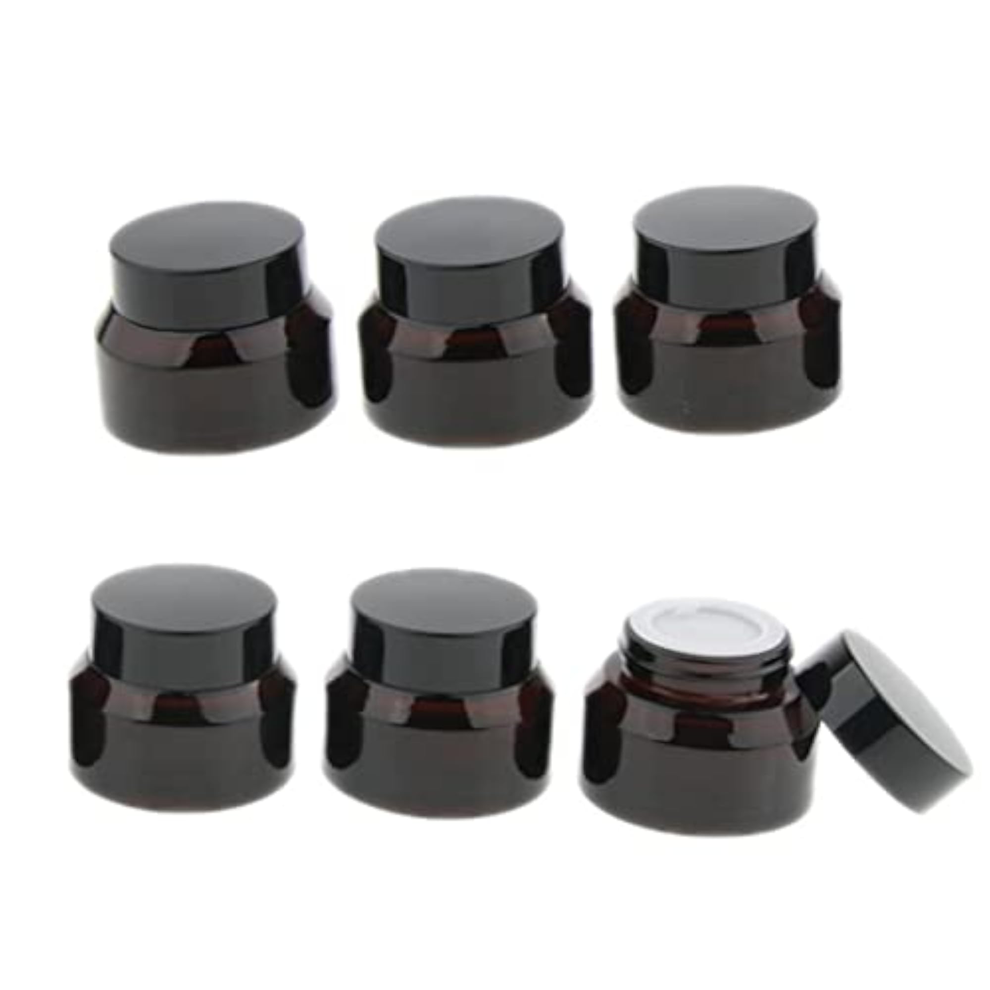 6 Pieces Refillable Glass Amber Cream Empty Lip Balm Container Jars 30g