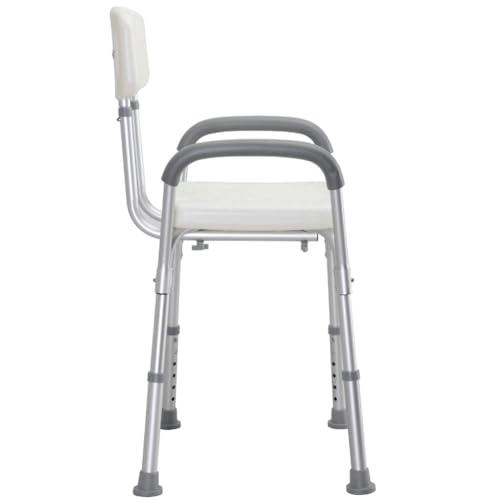 Bakaji Sedia Vasca Bagno Con Braccioli Altezza Regolabile In Alluminio Sedile Doccia Sgabello Ausilio Per Anziani, Piedini In Gomma Antiscivolo (Sedila Con Braccioli) - 4