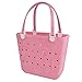 Juyeesm Medium Beach Bag, Waterproof Rubber Beach Bag, Washable Open Tote Bag Durable Tote Travel Bags for Outdoor Sport(Cherry Blossom Pink,Medium(14.5 * 12.8 * 6in))