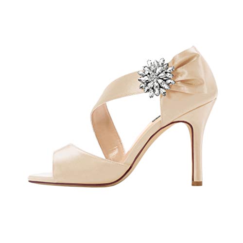 Image of ERIJUNOR High Heel Party Sandals For Woman Open Toe Stiletto Bow Shoes Wedding Evening Dress Shoes for Dancing