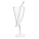 TOGEVAL Vaso de Vidrio Transparente Forma de Luna con Pajita Copa Creativa para Vino Cerveza y Jugos para Fiestas y Uso Bar Resistente y Decorativo para Hogar y Oficina