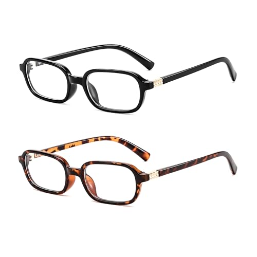 Image of FEISEDY Fashion Rectangular Blue Light Glasses for Women Retro Small Frames Vintage Trendy 90s Square Eyeglasses B0255