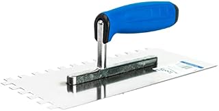 Toolty Stainless Steel Square Notched Trowel, Tiling Trowel, Plastering Trowel -270mm, 10x10mm - for Adhesive mortars - Rubber Handle, Tile, Tiling, Adhesive, DIY - TLTY-7110