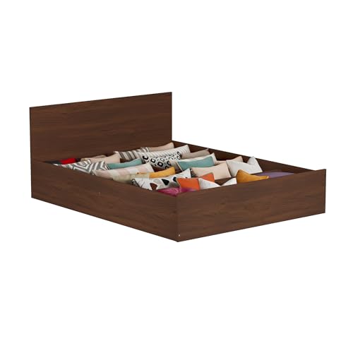 Image of Amazon Brand - Solimo Altamore Engineered Wood Queen Bed with Box Storage (Walnut Finish)