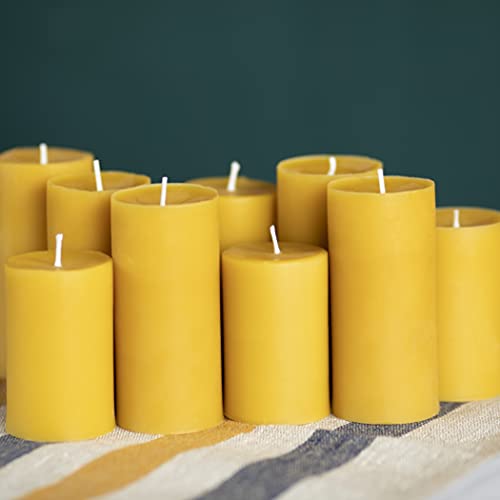 Candwax Pure Beeswax Pillar Candles 1.8X4 Inch Set Of 3 - Yellow 34,5 Hours Burning Handmade Candles - Smokeless Pure Bees Wax Candles Home Decor Natural Candles #TOP6