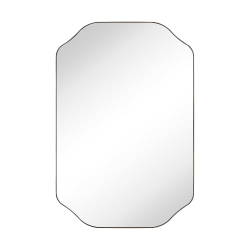 Image of TEHOME 20x30'' Scalloped Oil Rubbed Bronze Bathroom Vanity Mirror, Rectangle Metal Framed Bathroom Mirror