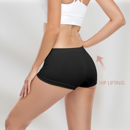 Womens Boy Shorts Underwear - No Show Seamless Boyshort Panties Stretch Boxer Briefs for Ladies Pack4